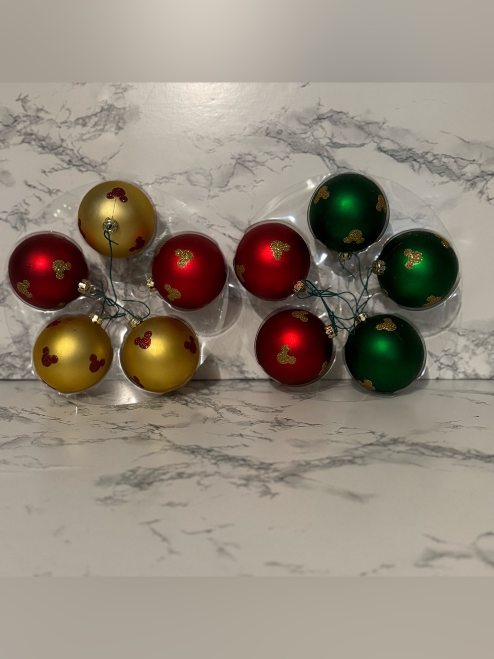 Disney Parks Mickey Mouse Glitter Round Christmas Ornaments - Picture 7 of 10